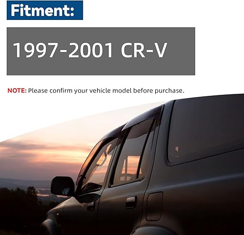 Miniatura 4 de LQQDP 4 piezas delantera+trasera JDM humo sollluvia guardia exterior de montaje exterior viseras de ventana compatibles con 97-01 CR-V CRV