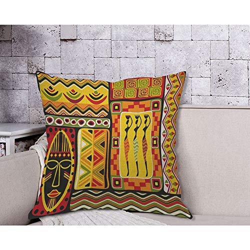 Aoyego PILLOWCASE-ZTT-B35 African Design Elements Throw Pillow Cover Culture Face History Indigenous Aboriginal Graphic Pillow Case 18X18 Inch Decorative Men Women Room Cushion Cover For Home Couch Bed thumb #3