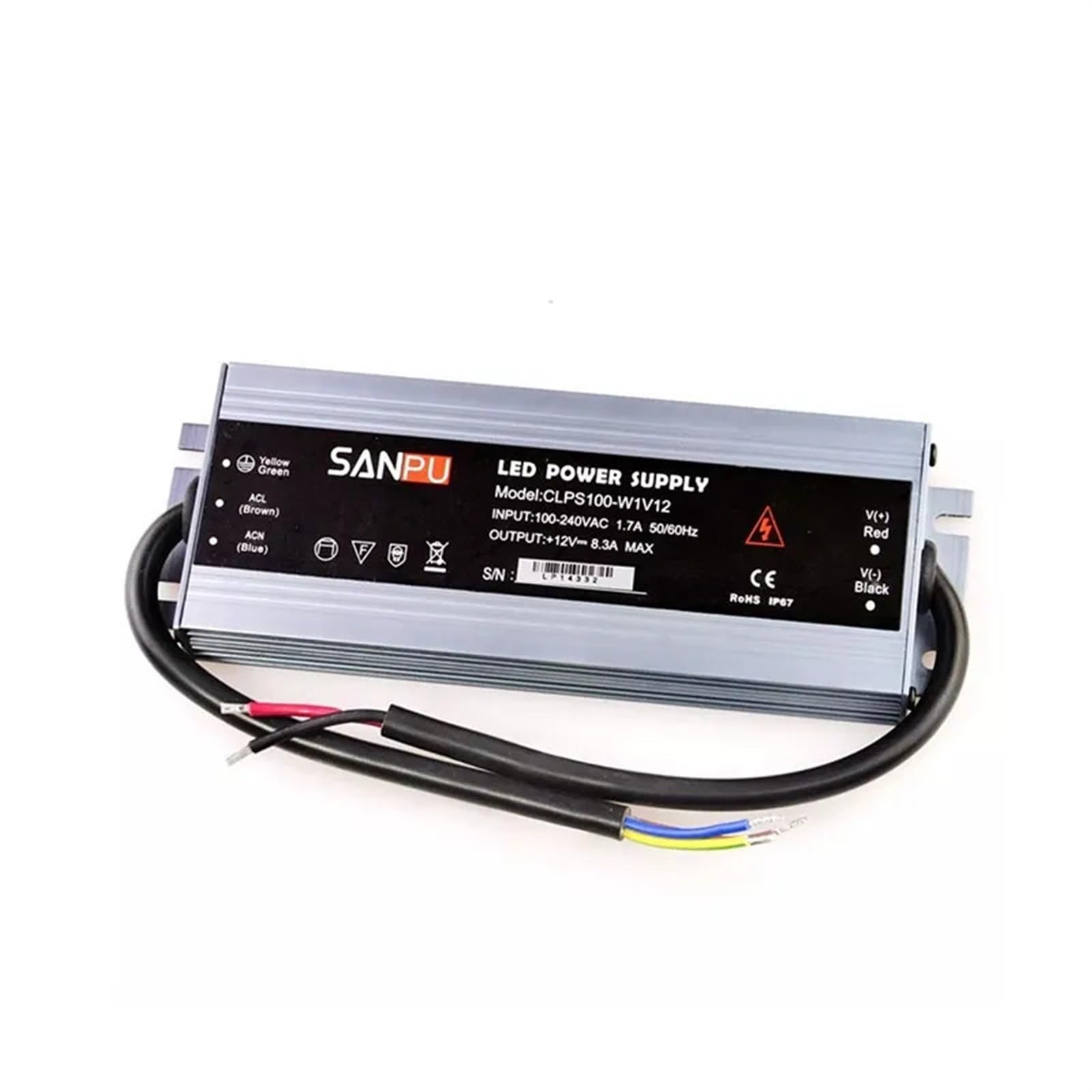 DC12V DC24V Alimentatore sottile Impermeabile IP67 Driver LED 60W 100W 120W 150W 200W Trasformatore di illuminazione AC-DC 12/24 Volt(200W,DC 12V)