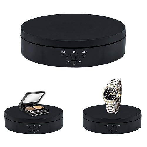 Mcbazel 360 Degree Rotating Display Stand for Photography 10KG Load Electric Rotating Turntable Motorized Rotating Stand Display Table for Display Jewelry,Watch, Digital Product - 5.7 Inch(Black) - 14.5cm Black
