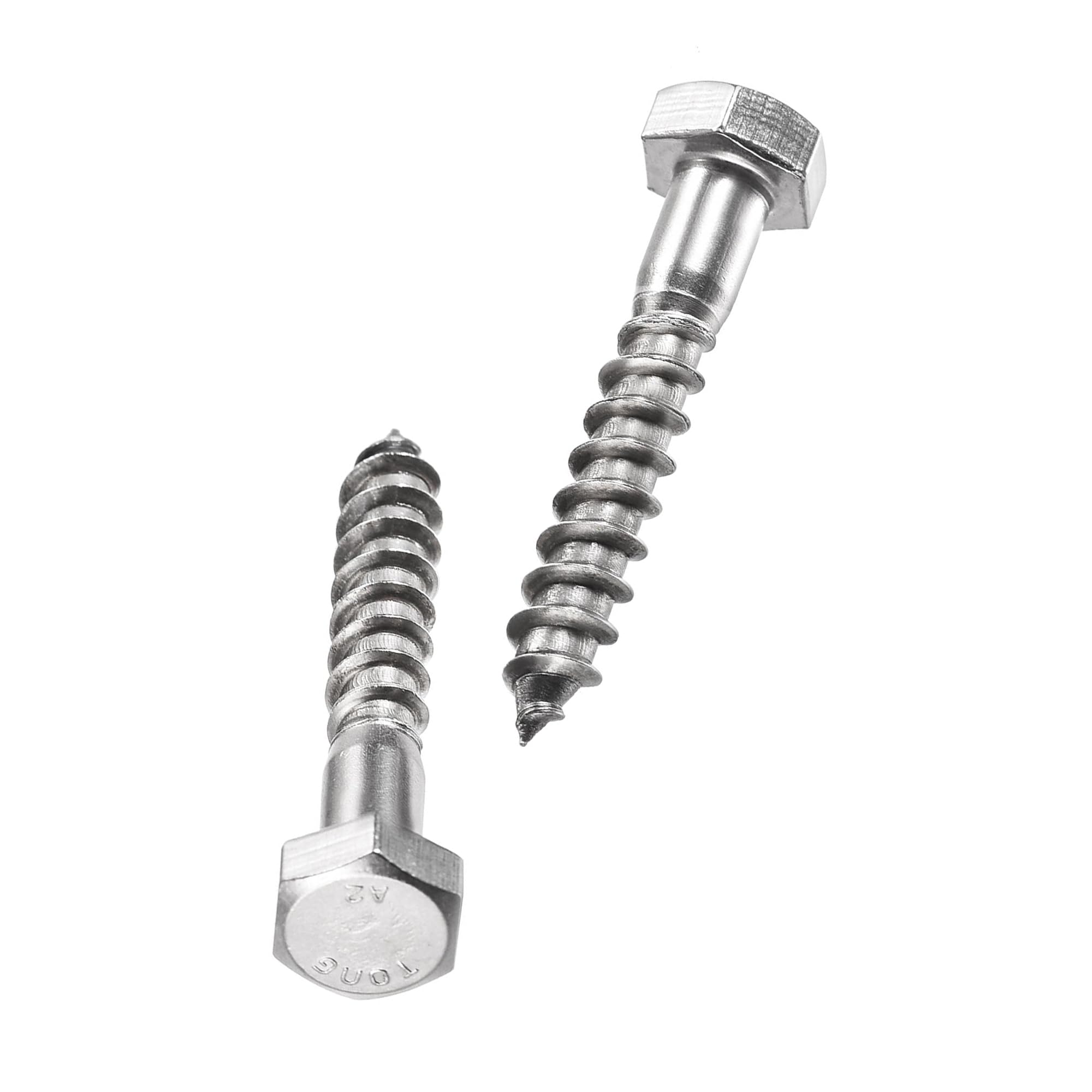 Unifizz 10 Pcs Hex Lag Screws, M8 x 45mm 304 Stainless Steel Wood Bolts