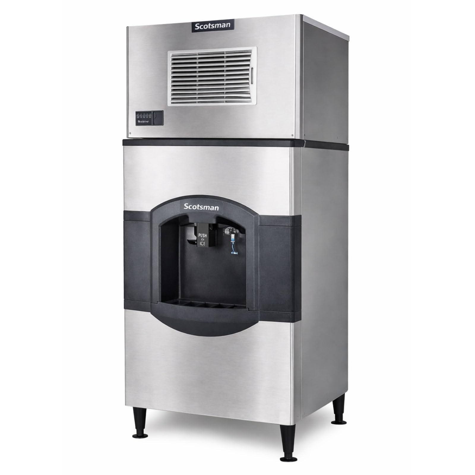 Scotsman Prodigy Elite Medium Cube 30" Ice Maker - 365 lb/Day, 180 lb Hotel Bin w/Water Dispenser, 208V on Fridge.com