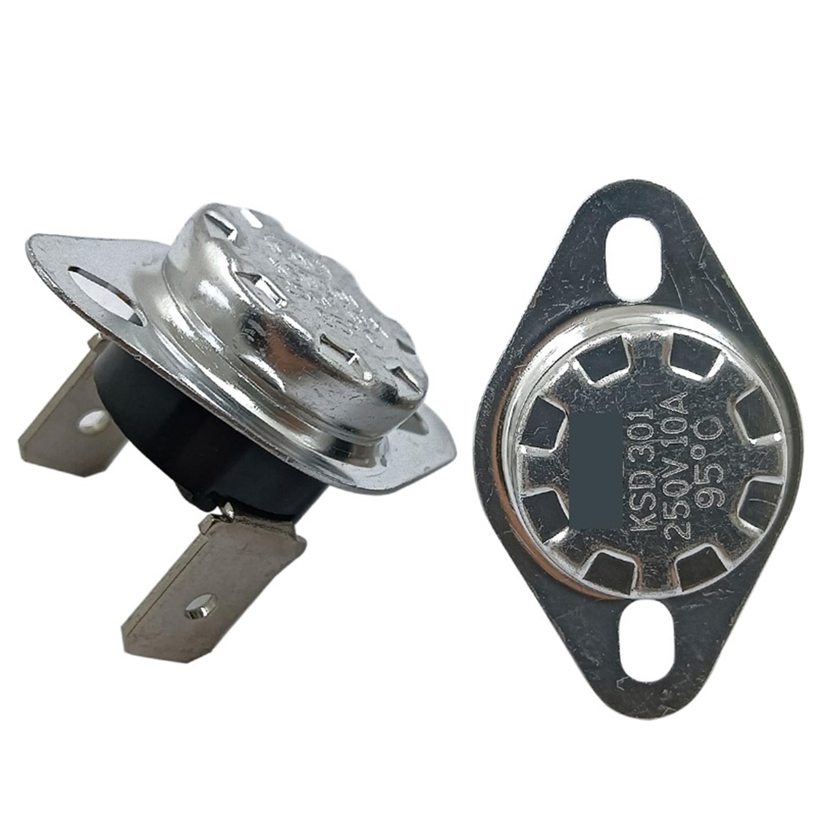 Npcyktslp 110C 2Pcs/Ksd301 40C~150C Degrees 10A250v Normally Closed Bent Fixed Temperature Switch Thermostat(,Fixed Ring)
