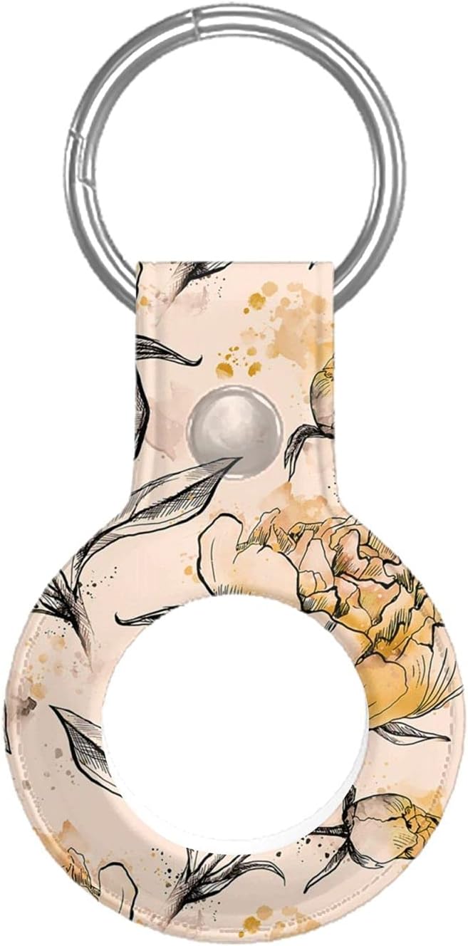 Airtag ケース 保護ケース 保護シェル 21 Puレザー キーホルダー ラベルキーチェーン 軽量 薄型 防水 擦傷防止 ペットスマートロストラッキング アート イエロー キーリング 財布 信号は強いまま Airtag専用保護カバー キーカバン 新作製品 世界最高品質人気 かわいい