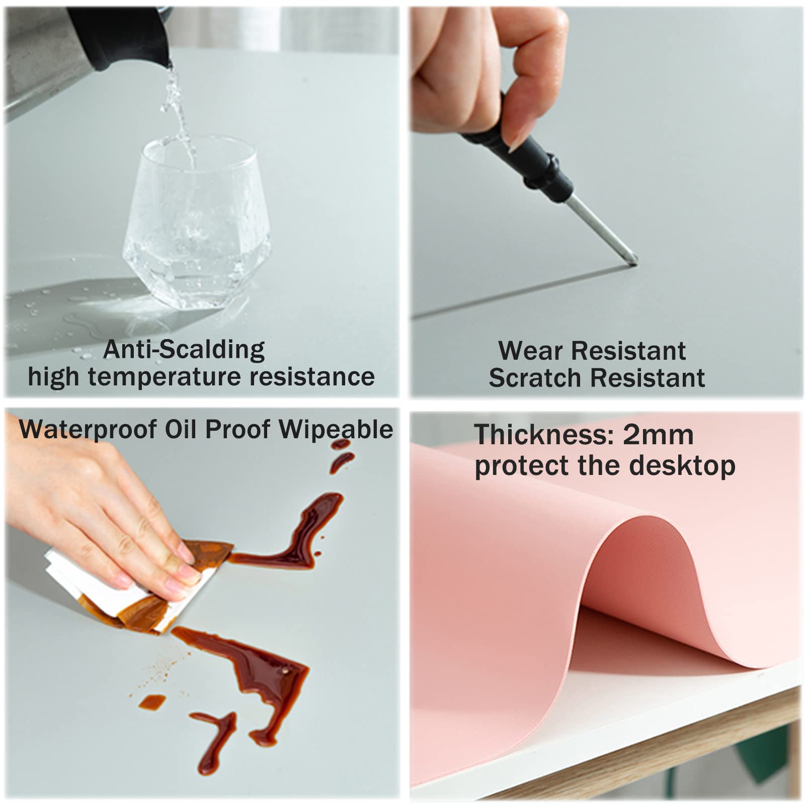 Tappetino da scrivania grande in pelle beige per tavolo da ufficio, impermeabile e facile da pulire, elegante e funzionale, tappetino per mouse e tovaglia 80 x 140 cm