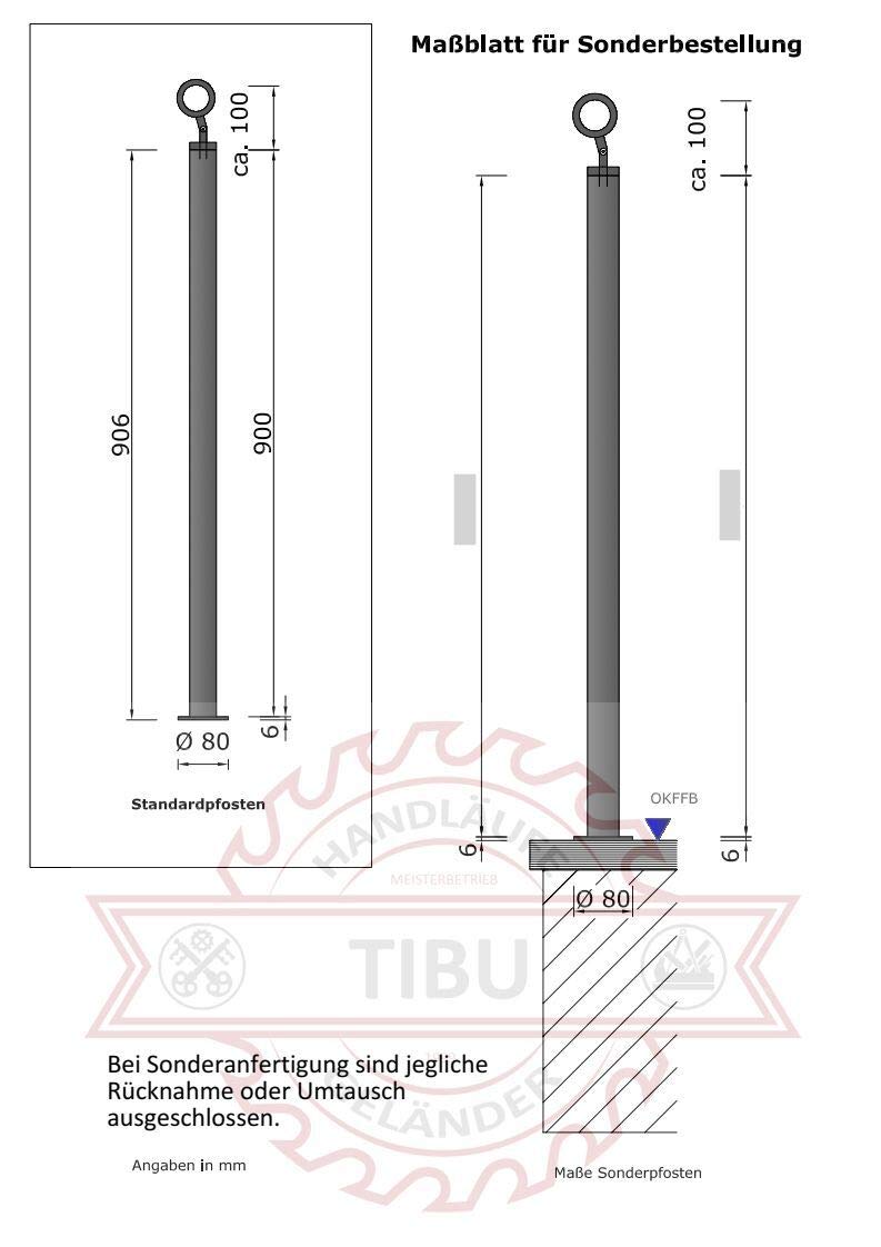 TIBU Edelstahl Geländer V2A für Balkon Terrasse Treppe mit waagerechten Streben, Aufmontage 0,6m-6m