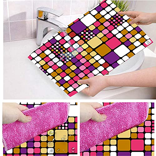 Image of Waterproof PVC Refrigerator Drawer Mats /Multipurpose Mats /Fridge Mats Set of 8 Pcs (Color-Check Pink, Size-17.5X11.5 Inches)
