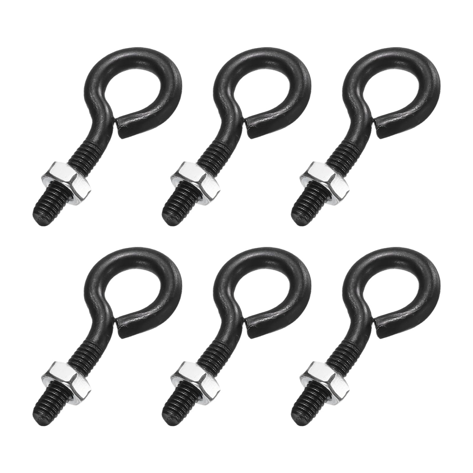 sourcing map 6 Pack Eye Bolts, M4 x 20mm 304 Stainless Steel Threaded EyeBolt Black Eye Hooks with Nut for Hanging or Securing Cables โ image 1