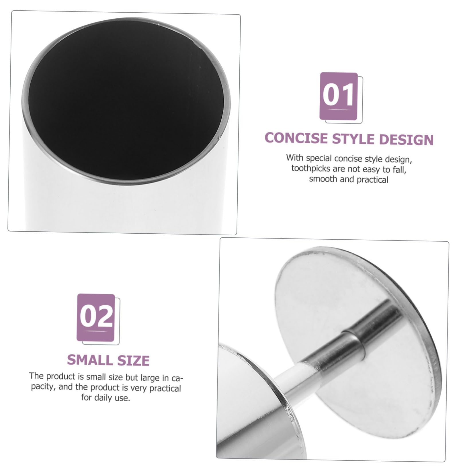 Garneck Box Fruit Toothpick Decor Cotton Swab Dispenser Skewers Holder Swab Holder Container Cocktail Pick Jar Silver Stainless Steel