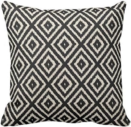 Ikat Diamond Pattern in Black and Cream Throw Pillow case 2020