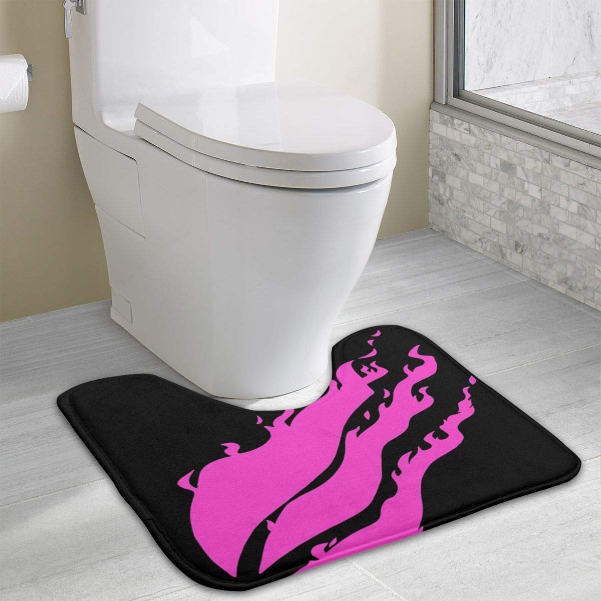 Pres-ton Fire Nation Gamer Flame Bath Rug U-Shaped Toilet Floor Rug Shower Mat Non Slip Bathroom Carpet 15.7"" X 19.3