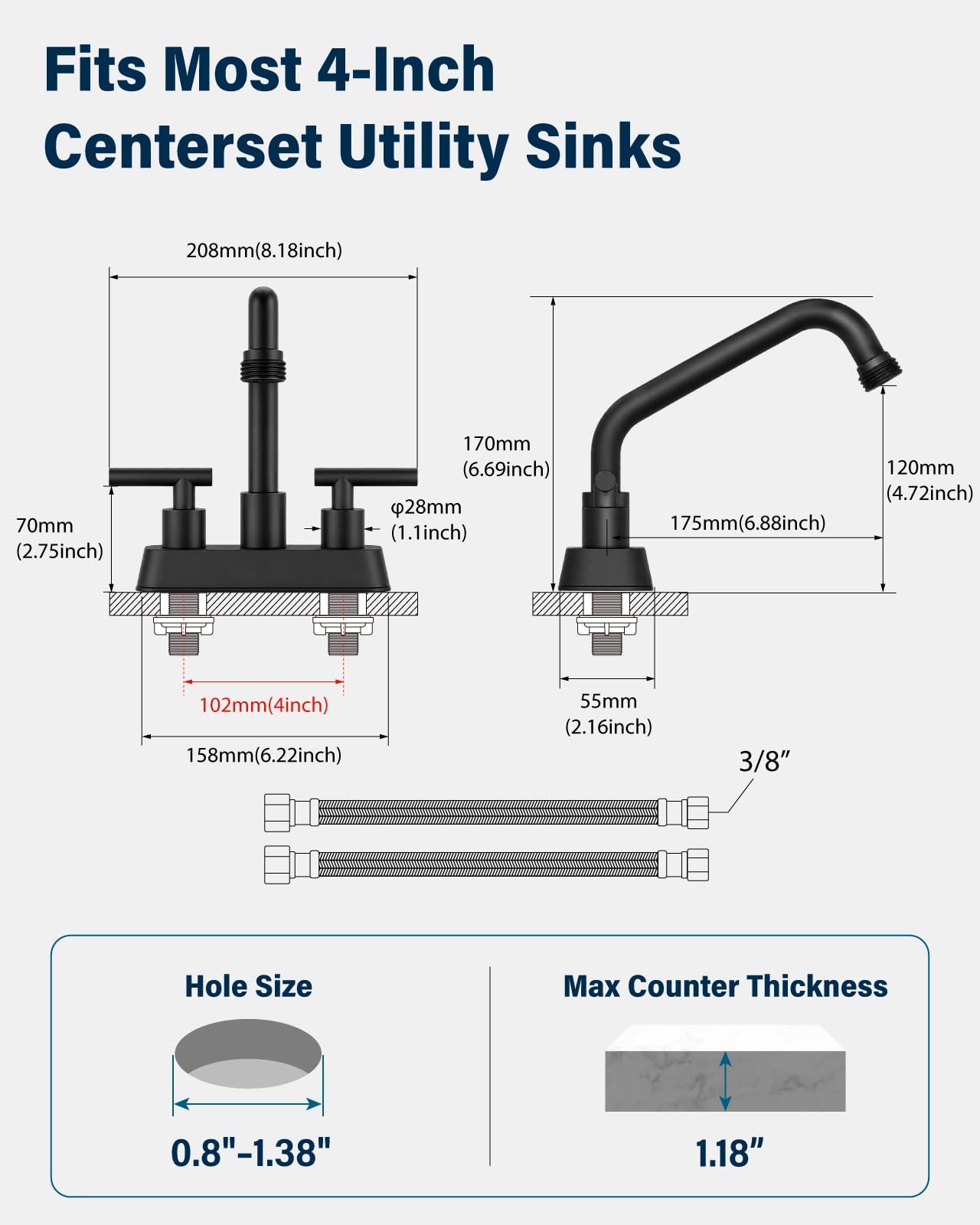 Aolemi Laundry Sink Faucet - Matte Black -5