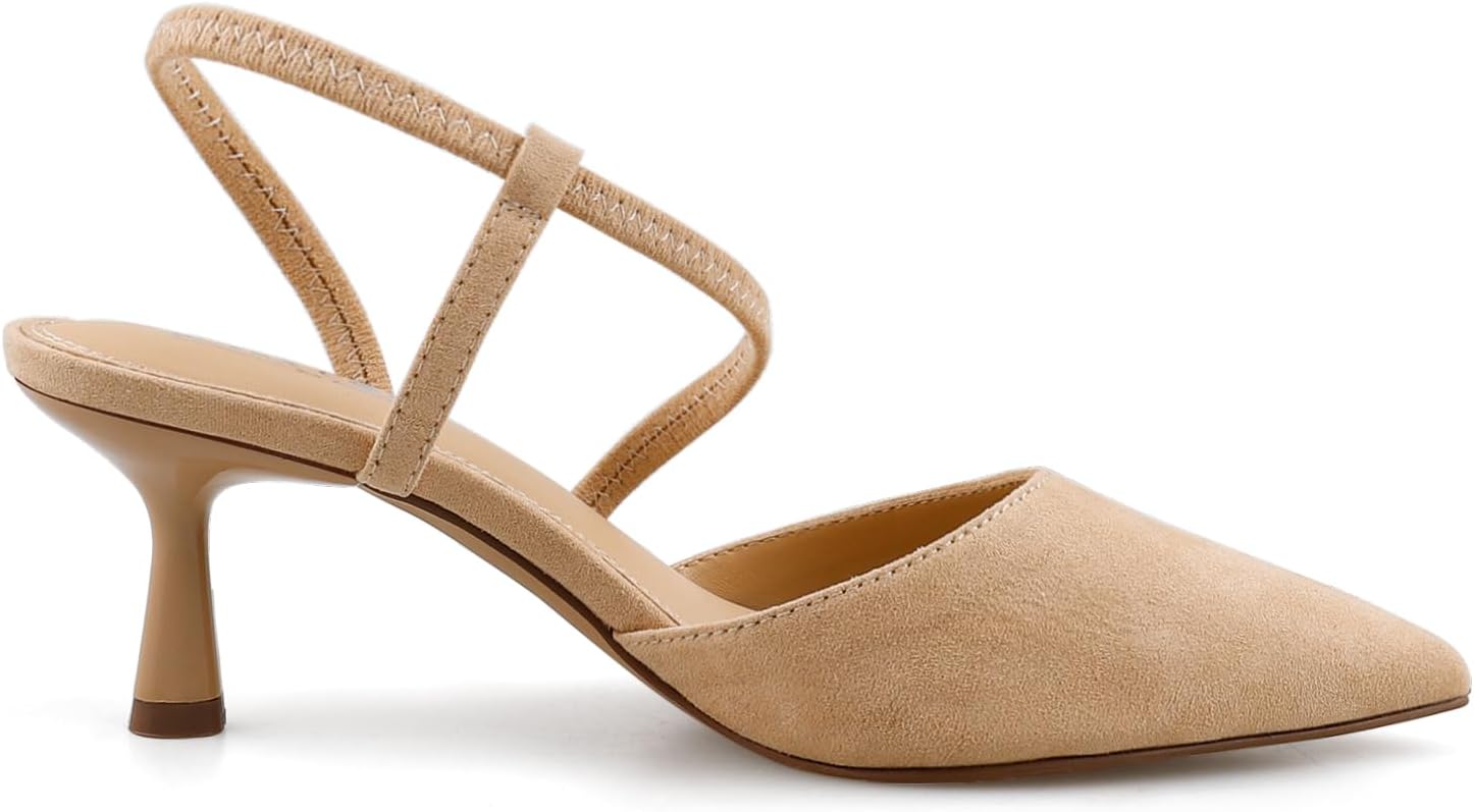 BCTEX COLL Women's Kitten Heel Slingback Closed Pointed Toe Low Stiletto Heels Comfortable Party Wedding Work Dressy Pumps Shoes - Image 3