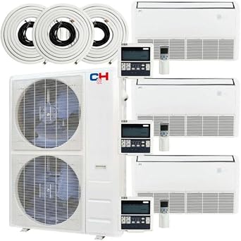 Cooper & Hunter 48,000 BTU 3 Zone 18k+18k+18k with Installation Kits, 21.5 SEER 4 Ton Universal Floor/Ceiling Tri Zone Ductless Multi Mini Split Air Conditioner, White