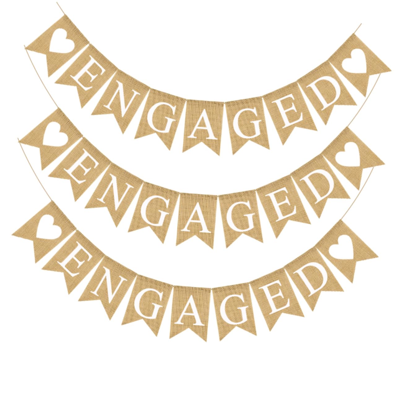 Abaodam 3stücke Hochzeitsbanner Engaged Mit Herz-design Mehrfarbige Wimpelkette Aus Strapazierfähigem Leinen Für Verlobungsfeiern Hochzeiten Valentinstag Und Romantische Anlässe