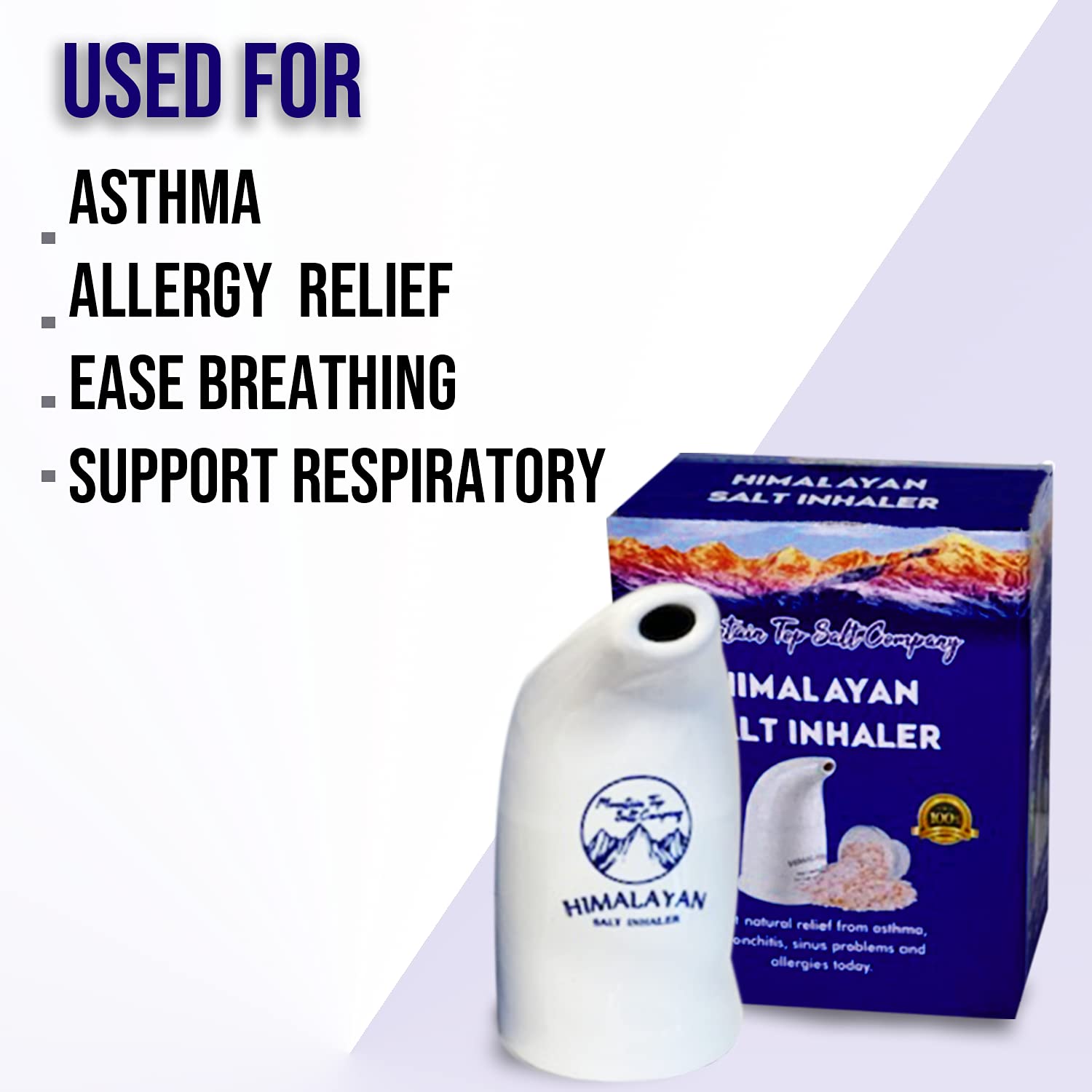 Himalayan Salt Inhaler with 100g Pink Salt Asthma Inhaler