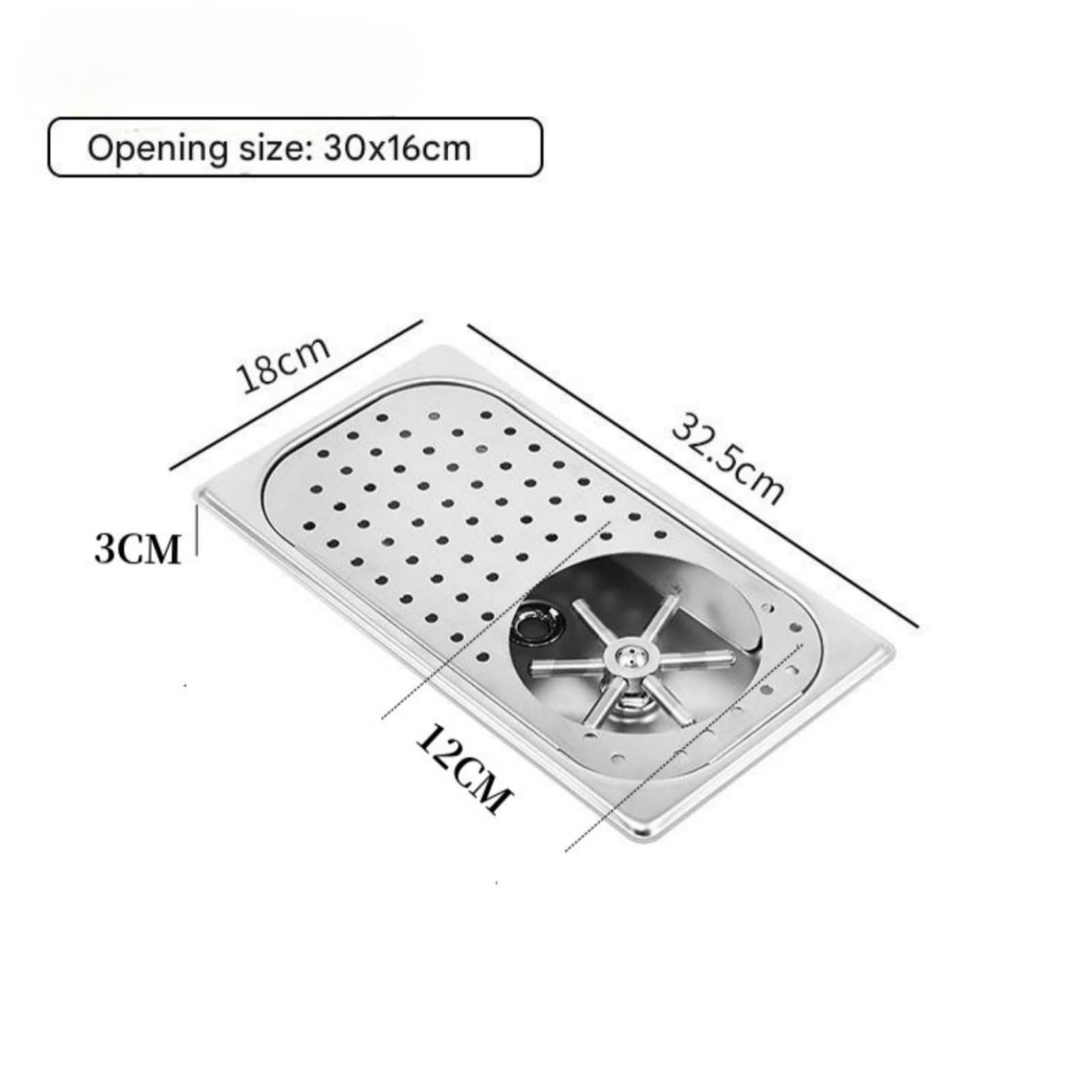 Lavatazze con Griglia Forata Forato Lavatazze in Acciaio Inox Profondità Incassata Lavatrice Tazze Commerciale per Bar, Medio, Acciaio, Foro Rotondo, Testa In Acciaio