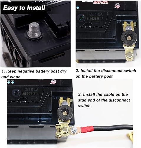 Miniatura 5 de Interruptor de desconexión de batería de poste superior de 2 piezas, interruptor de corte de batería de desconexión rápida para automóvil, camión,