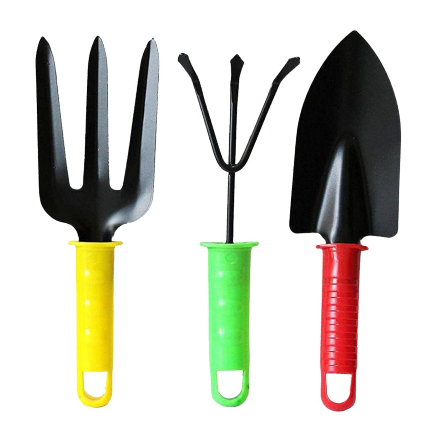 Oblivion Garden Tools Set, Garden Instruments for Plants, Hand Cultivator, Garden implements, Small Trowel, Garden Fork, Colorful Gardening Tool Set with Plastic Handle for Home (Set of 3) Multicolor
