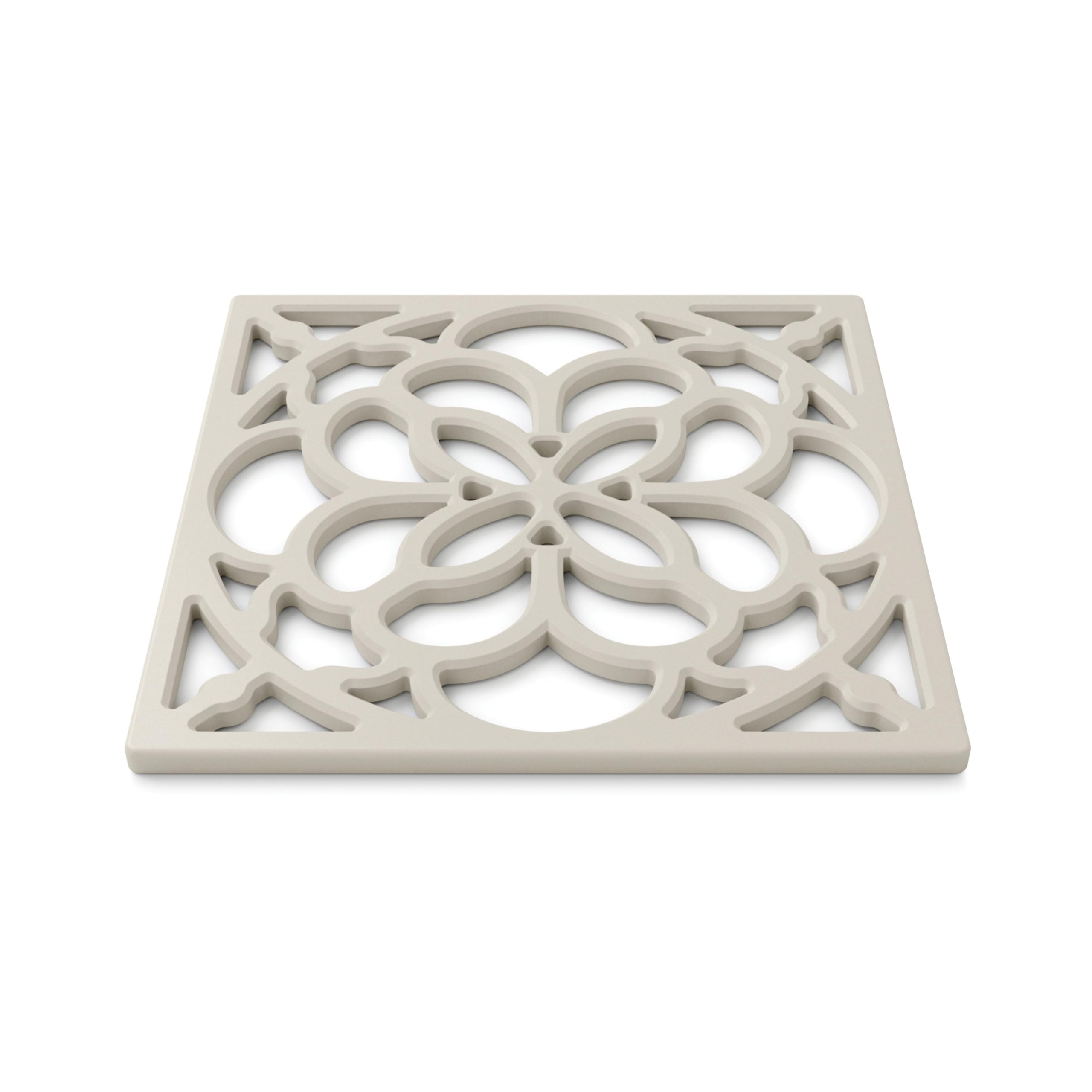 Zeal Square Silicone Trivet Mat Kitchen Worktop Protector for Hot Pots & Pans (18 x 18 cm) – Heat Resistant Non-Slip Heritage Trivet (Cream)