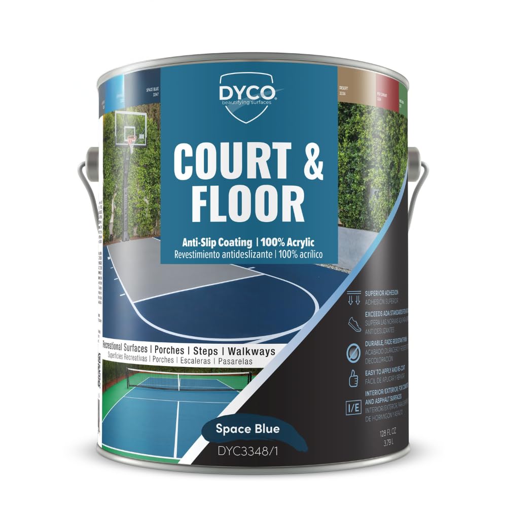 DYCO Court & Floor Anti-Slip Coating - Slip-Resistant Pavement, Cement & Concrete Paint for Pickleball, Tennis & Basketball Courts, Exceeds ADA