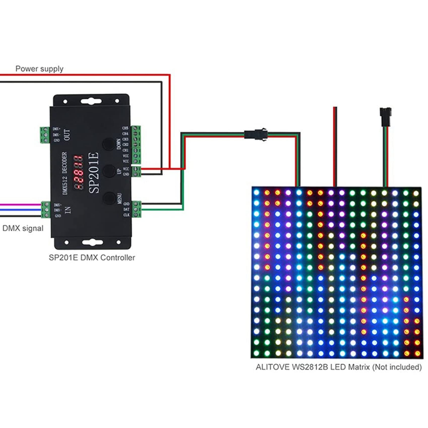 2 decodificadores SP201E DMX512 WS2812B WS2811 a SPI, compatible con múltiples ICs