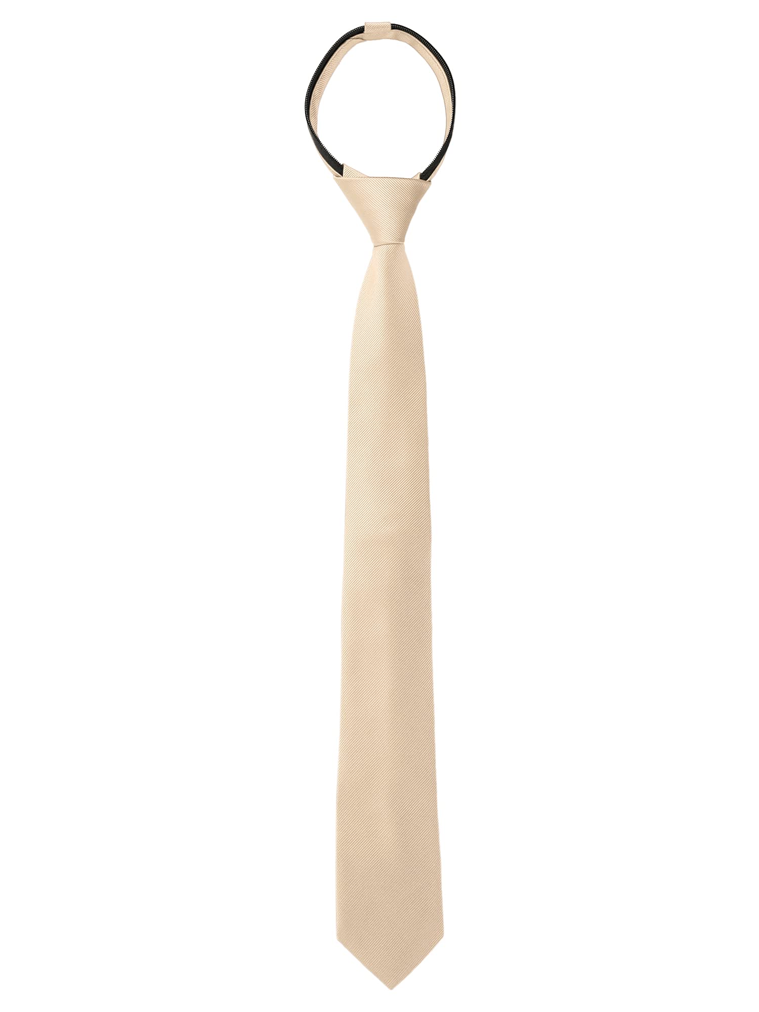 Allegra K Corbatas ajustadas de color sólido con cremallera para el cuello, correa ajustable, corbata de novio de boda para hombre, Champán, talla única