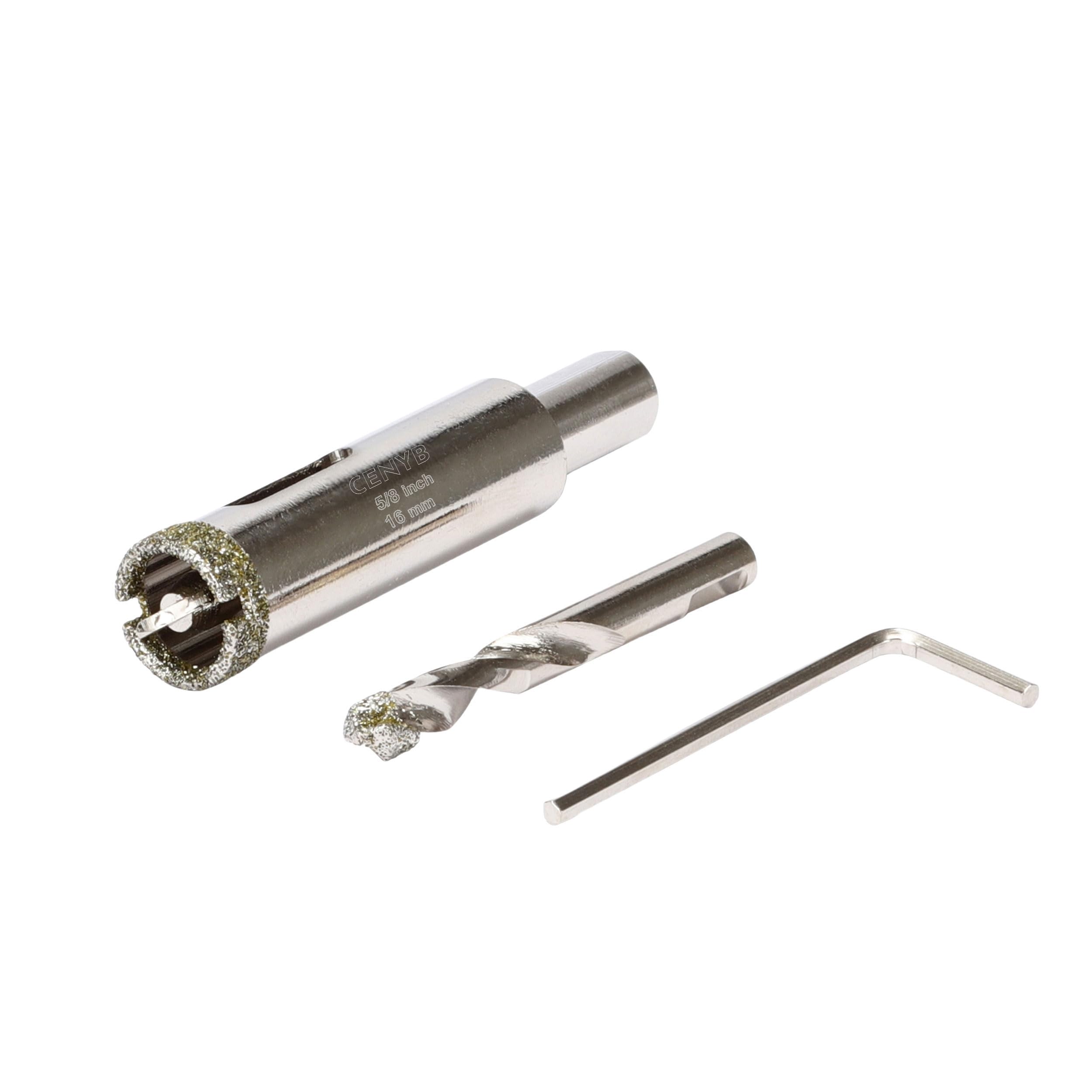 5/8 Inch 16mm Tile Hole Cutter Drill Bit Diamond Metal Hole Saw with Center Pilot Drill – Diamond-Coated for Marble, Granite, Ceramics, Porcelain Tiles，glass — image 1