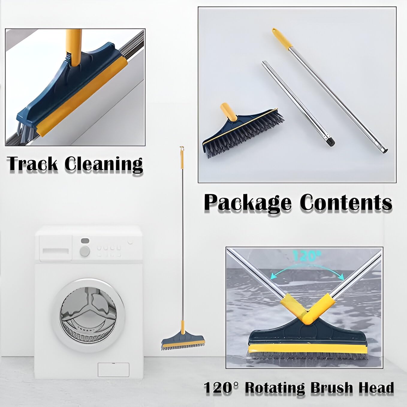 2-in-1 Bathroom Cleaning Brush - Long Handle Tiles & Floor Scrub Brush for Bathroom, Kitchen, and Home Cleaning Accessories 4