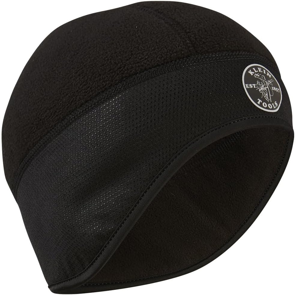 KLEIN TOOLS 60383 Helmet Liner, Thermal Winter Hat with Polar Fleece, Windproof, Fits Under Helmets and Hardhats, Black