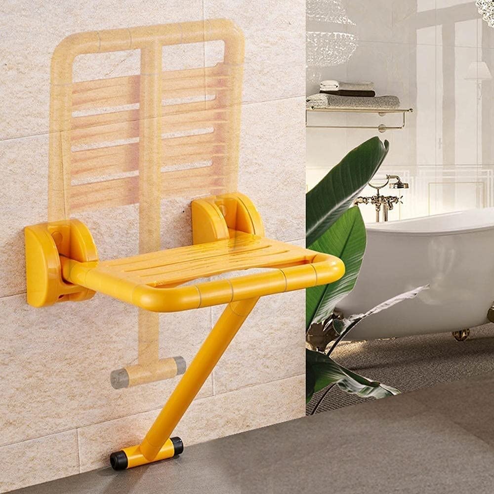Asiento de Ducha abatible montado en la Pared Taburete de pared plegable, taburete de asiento de ducha de baño, silla plegable, silla de ducha antideslizante de alta resistencia con patas, taburete de
