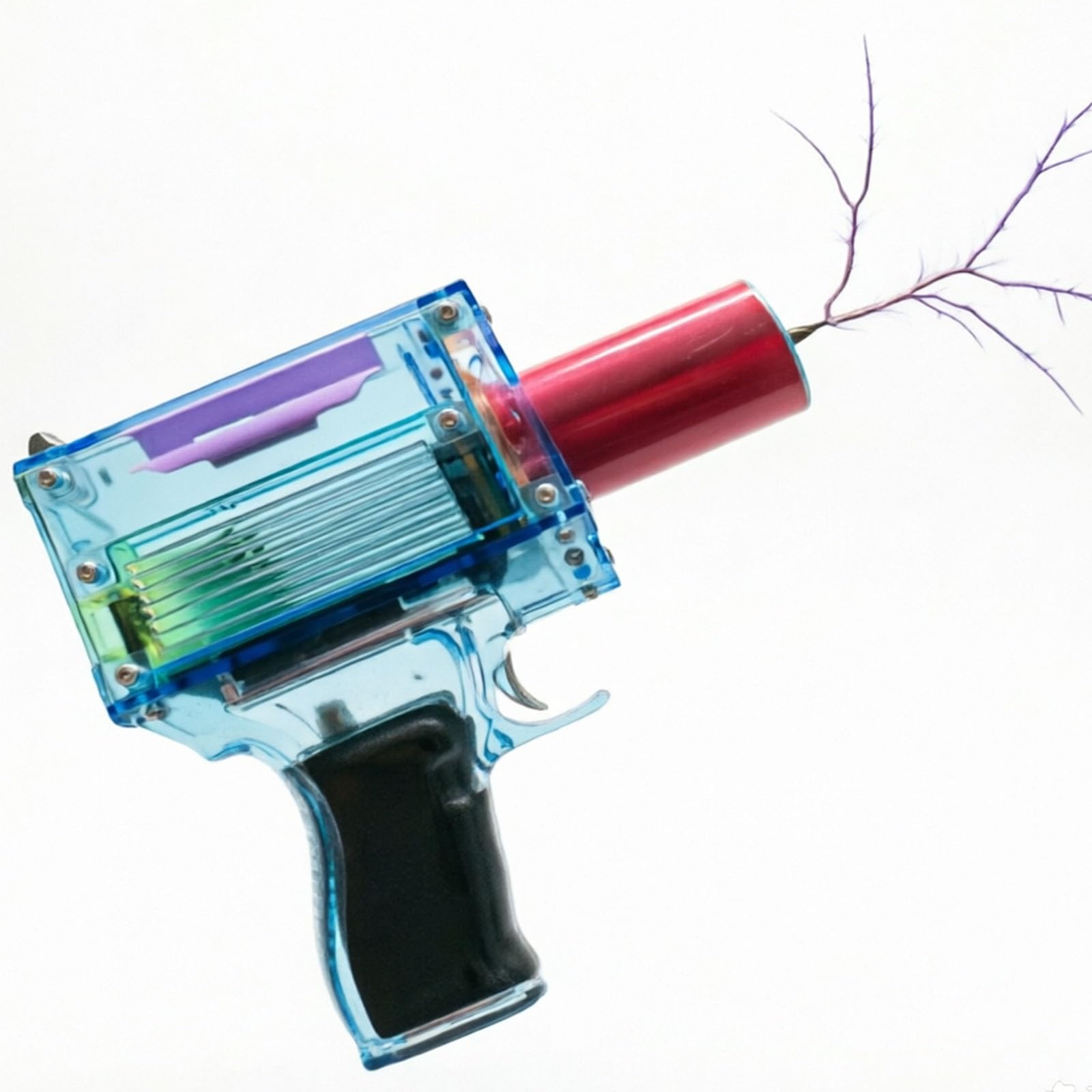 Tesla Coil Handheld Gun, Portable Mini Spark Gap Arc Generator, Touchable Artificial Lightning, 3500mah Rechargeable Battery, For Science Physics Teaching Experiment Tool College High School