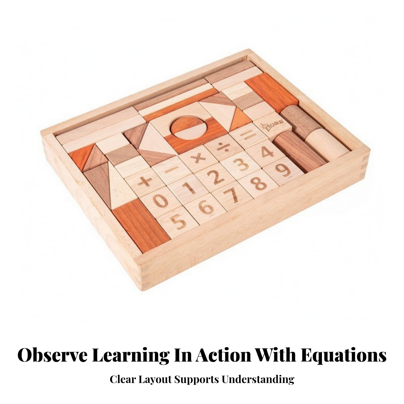 Blocchi di Legno con Vassoio Sicuro metodo educativo, Set di Blocchi in Legno, Costruzioni, per Scuola infanzia, Bambini, Neonati