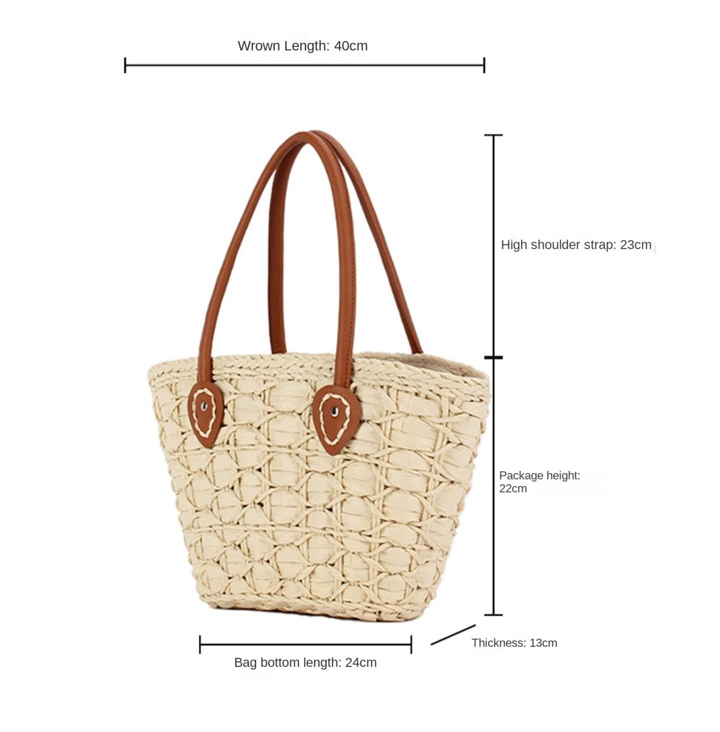 Bolso Mujer Bolso De Mano Paja, Tote For Mujer, Hecho A, Ideal For La Playa En Verano, con Correa Piel Sintética Paja Mano(Beige)
