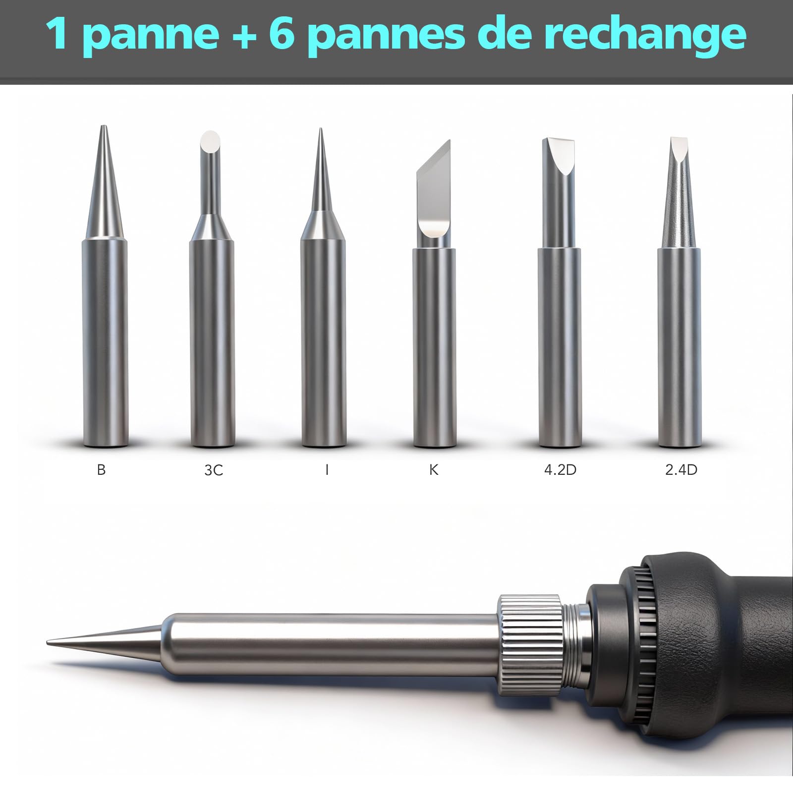 Station de Soudage 60W avec Affichage LCD, Température Réglable 200–480℃, 5 Embouts Supplémentaires, Aide-Mains, 2×5g Fil à Souder, Support, Auto Sleep et Refroidissement