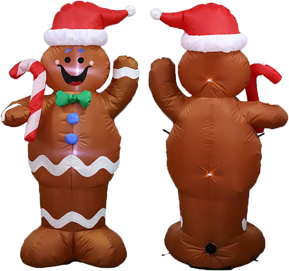 5ft Gingerbread Man Christmas Inflatable Yard Decoration for Christmas Party Decorations Indoor/Outdoor Decor/Lawn Decoration/Xmas Decorations - Image 5
