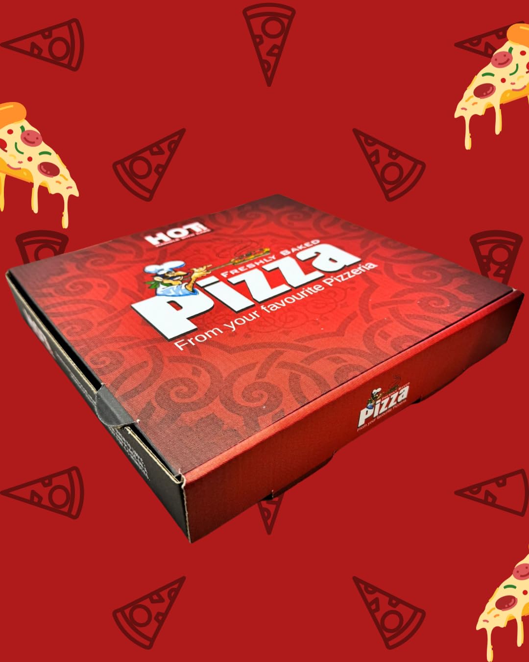 Boîte à Pizza, Carton à Pizza, Emballage Pizza, Pizzeria, Boîte en Carton, Rogue (Rouge - 24 X 24 X 4 Cm, 50 pièces)