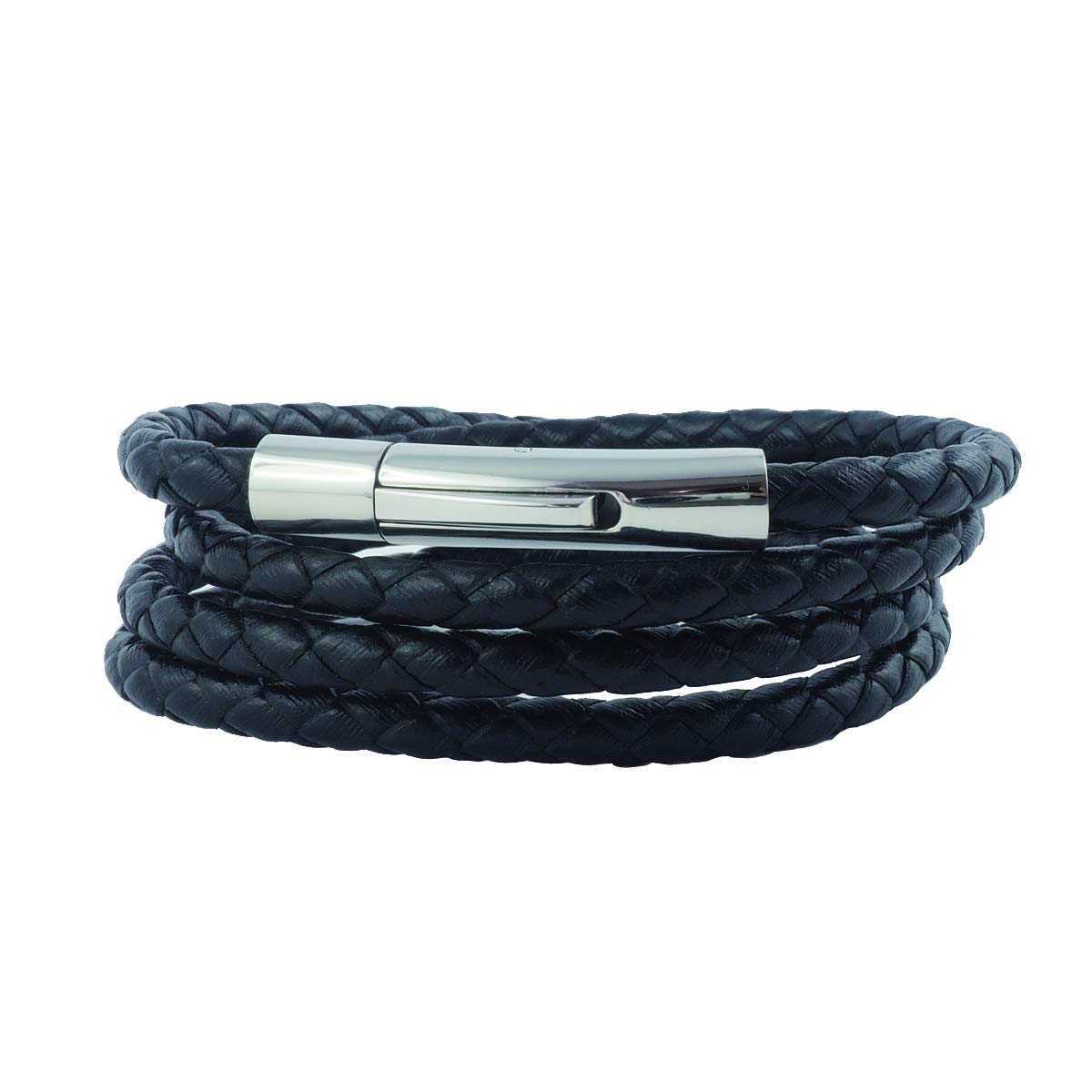 König Design Collana in pelle da uomo, 6 mm, senza ciondolo, nero