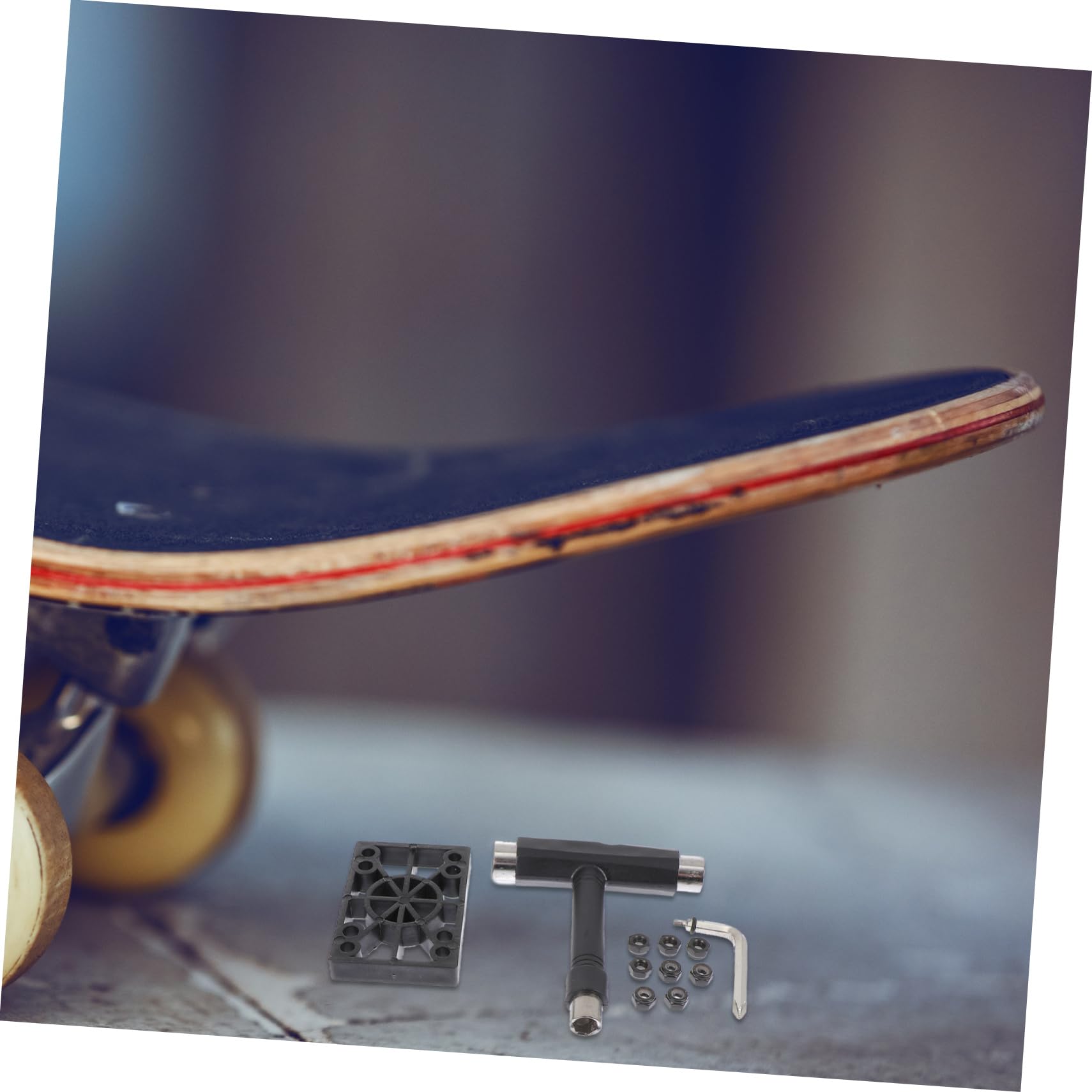 BIUDECO 1set Skateboard Gasket Repair Kit Compact Skateboard Accessory Fixing Spanner Tools for Maintenance and Assembly