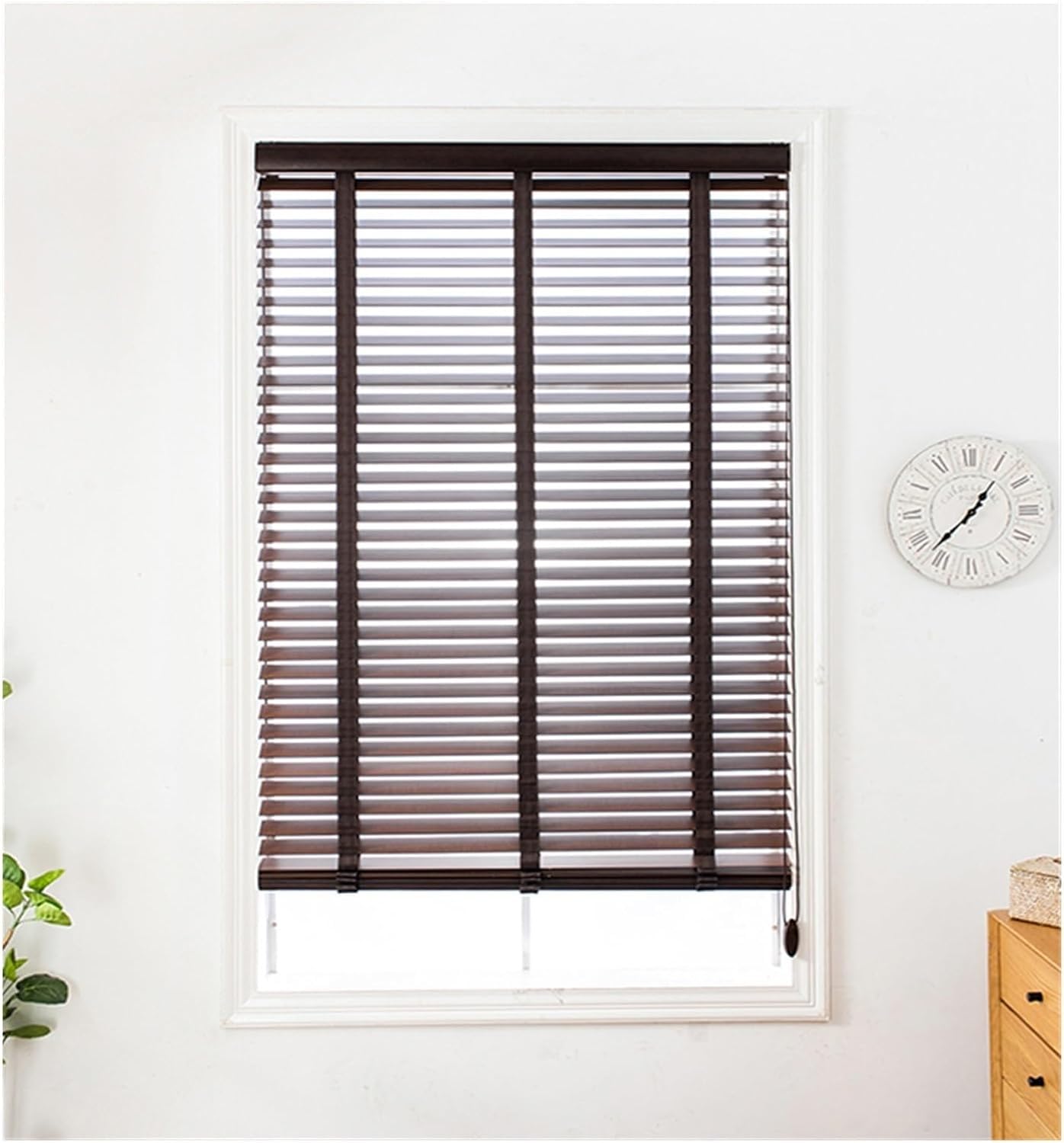 AviiSo Tenda a Rullo Veneziane in legno di noce nera per interni ed esterni, blackout/isolamento termico, Tende oscuranti per tende orizzontali con doghe da 50 mm (Size : 120x140cm(47.2"x55.1"))