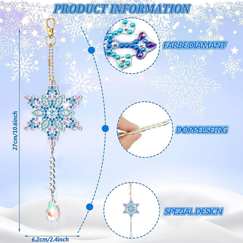 GTJEOI 5D Diamond Painting kersthangers voor kinderen, 12 stuks, dubbelzijdige doe-het-zelf sneeuwvlokken, diamantschilderset, Kerstmis, diamond painting, sleutelbos voor kerstdecoratie en cadeau GTJEOI 5D Diamond Painting kersthangers voor kinderen, 12 stuks, dubbelzijdige doe-het-zelf sneeuwvlokken, diamantschilderset, Kerstmis, diamond painting, sleutelbos voor kerstdecoratie en cadeau