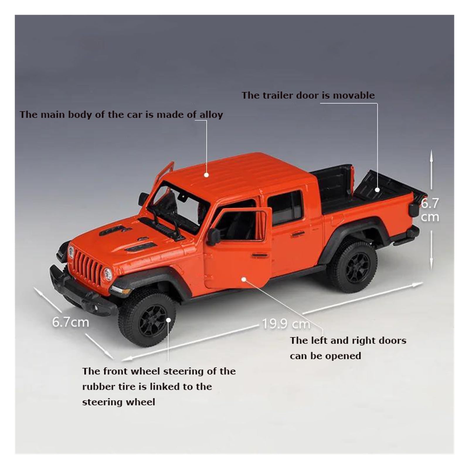 Modellini Auto Modellino Diecast 1:27 Per Jeep Per Gladiator 2020 Modellini Di Auto In Metallo Pressofuso(Sand brown)