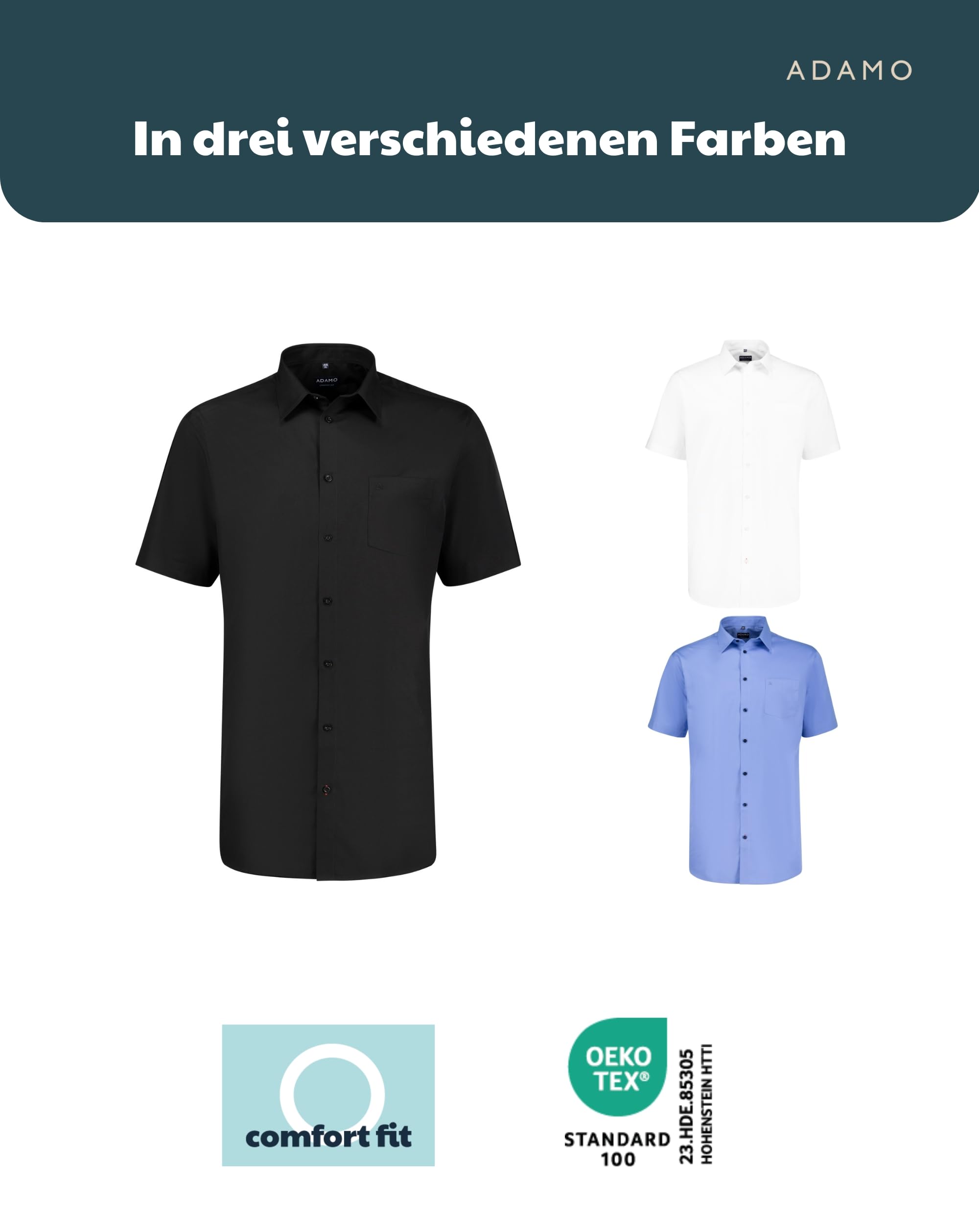ADAMO Herren Businesshemd Kurzarm Comfort FIT Übergrößen 2XL-14XL