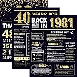 40 Years Ago 40th Birthday Wedding Anniversary Poster 3 Pieces 11 x 14 40s Party Decorations...