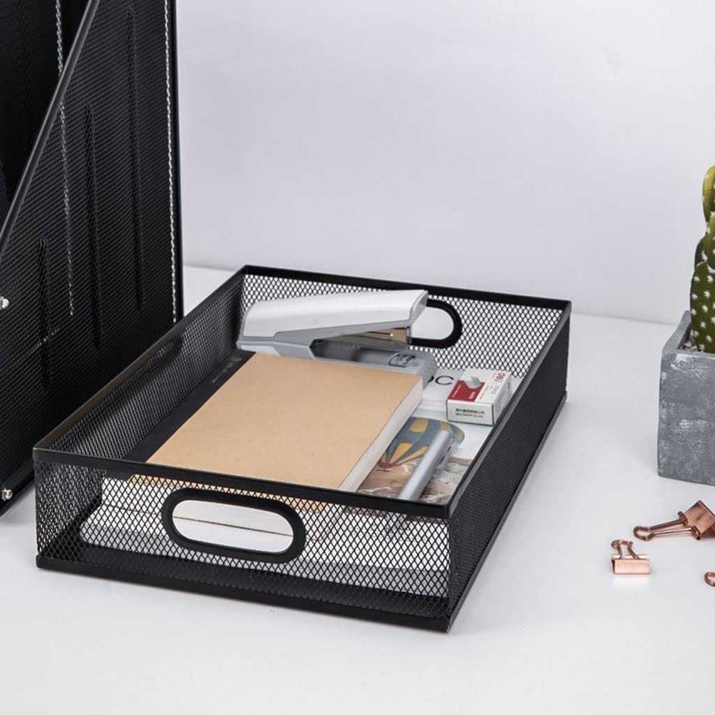 Zeitschriftensammler aus Metallgeflecht, mit Griff, 32,5 x 22,9 x 6,9 cm, stilvoll für Zuhause und Büro, Aufbewahrungslösung für Zeitschriften, Akten und Dokumente, Schwarz