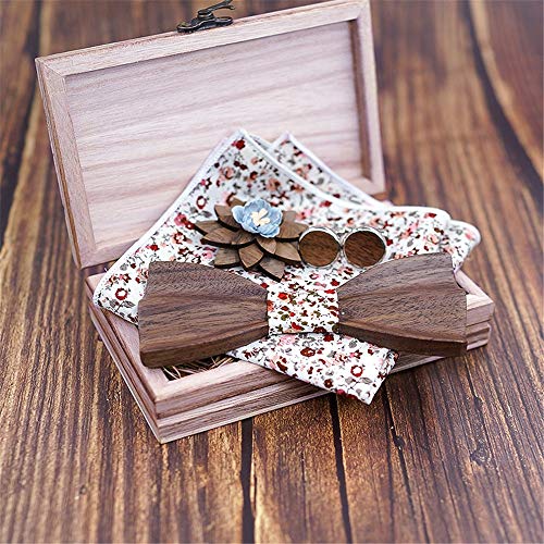 Corbata de moño de madera elegante para hombre miniatura 3
