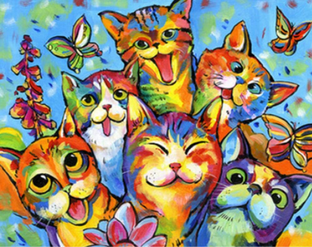 Peinture par numéros chat pour décorer le salon activité créative à la maison