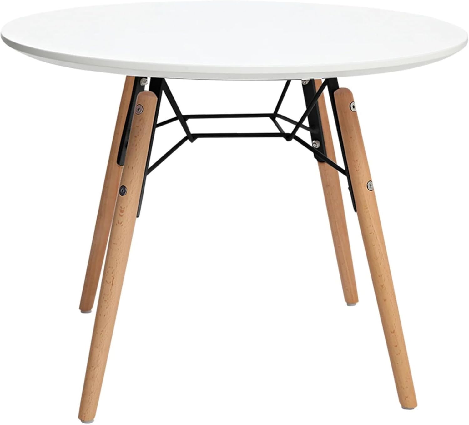 Benjara Lyna 24" Kids Table- White Round Top- Stylish Angled Wood Legs
