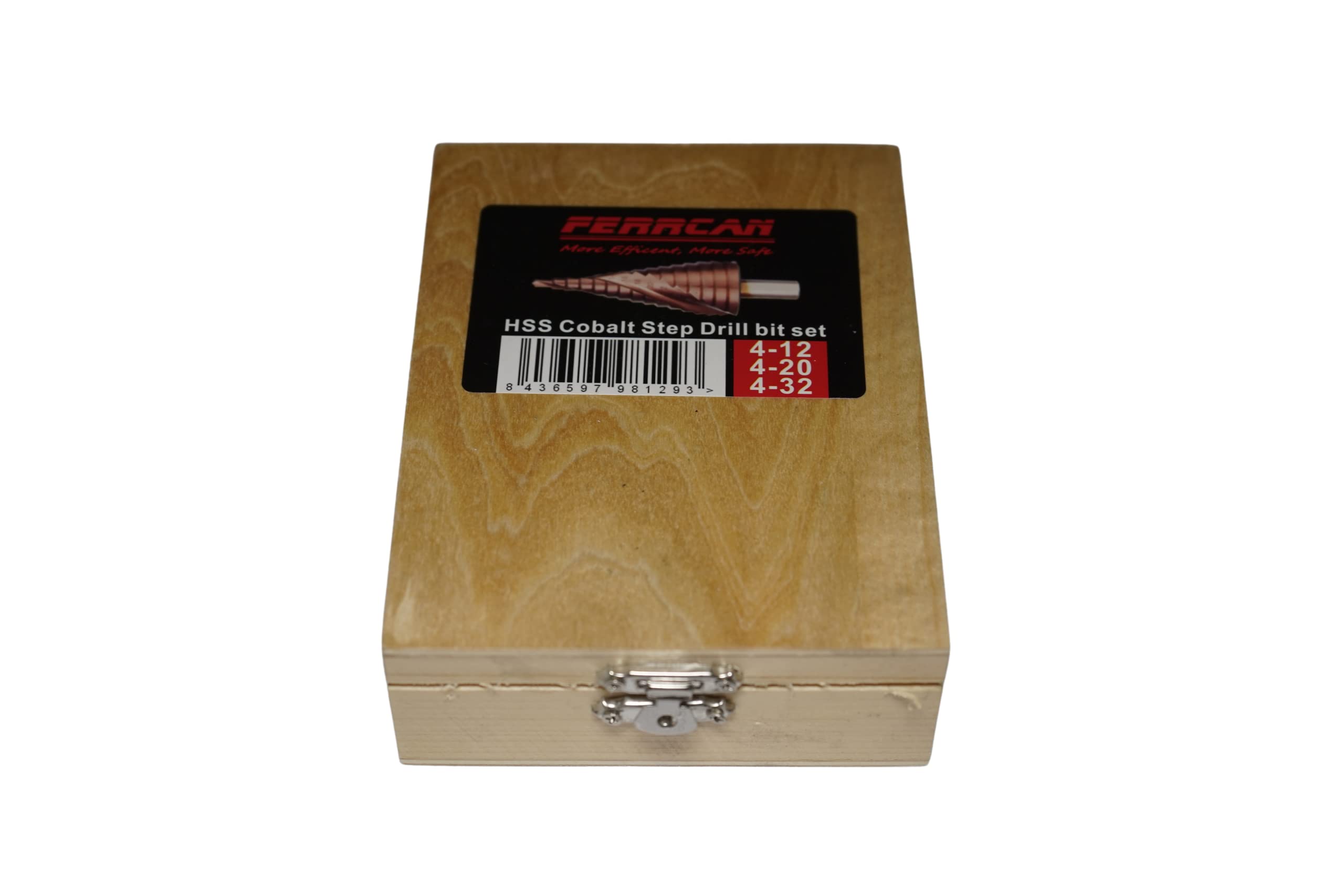 Jeu de 3 forets étagés Ferrcan cobalt HSS M35 pour acier inoxydable et métaux