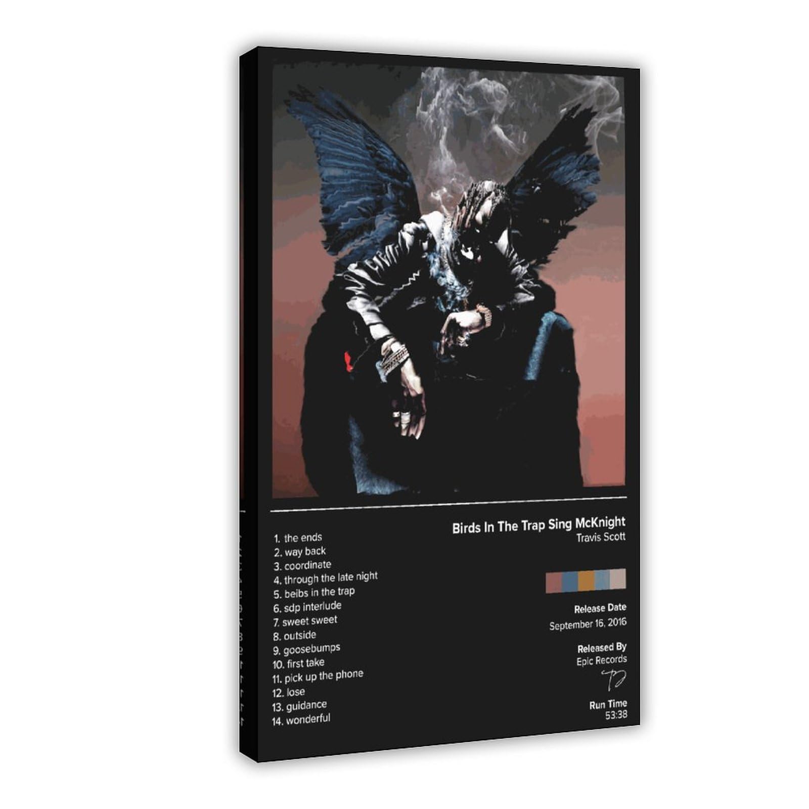 COSIERM Poster Su Tela Uccelli In Trappola Travis Scott Stile 40x60 Cm Senza Cornice Decorazione Camera Letto - 2